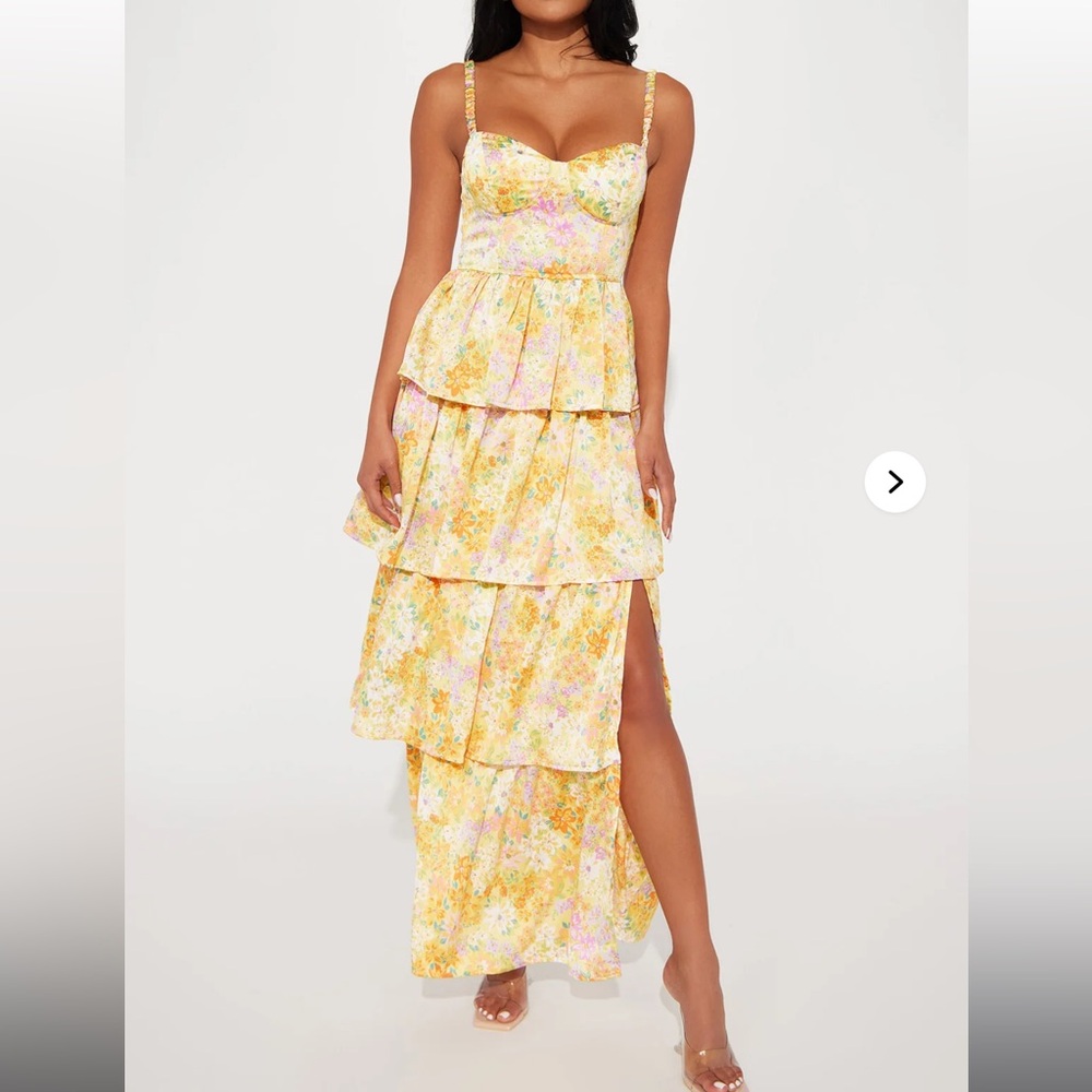 XL Yellow Floral Maxi Dress